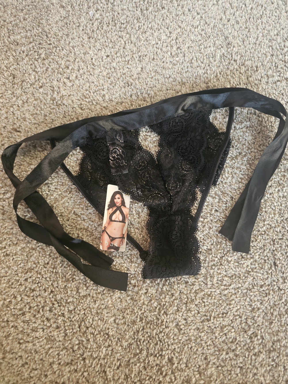 NWT Baci Sheer Lace Crotchless Panty